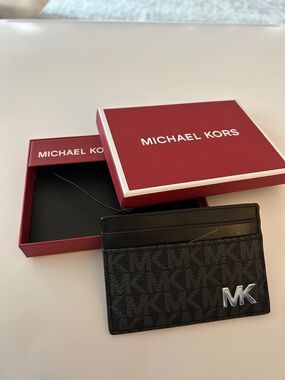 Michael Kors Black Logo Monogram Slim Card Holder